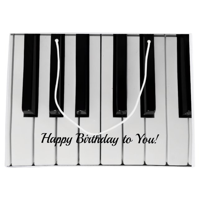 Sacola Para Presentes Grande Happy birthday piano keys (Frente)