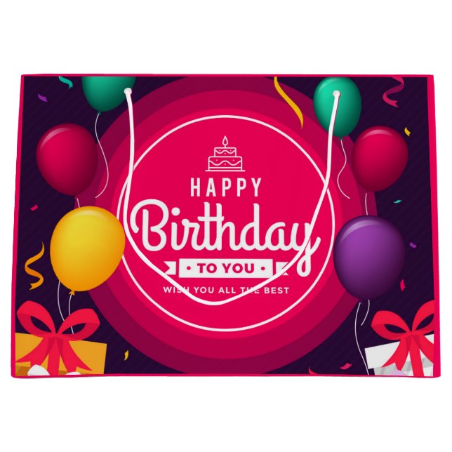 Sacola Para Presentes Grande Happy Birthday to You - Wish You All The Best (Frente)