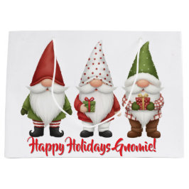 Sacola Para Presentes Grande Happy Holidays Gnomie