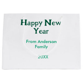 Sacola Para Presentes Grande Happy new year green add family name year simple 