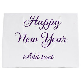Sacola Para Presentes Grande Happy new year purple calligraphy simple minimal 