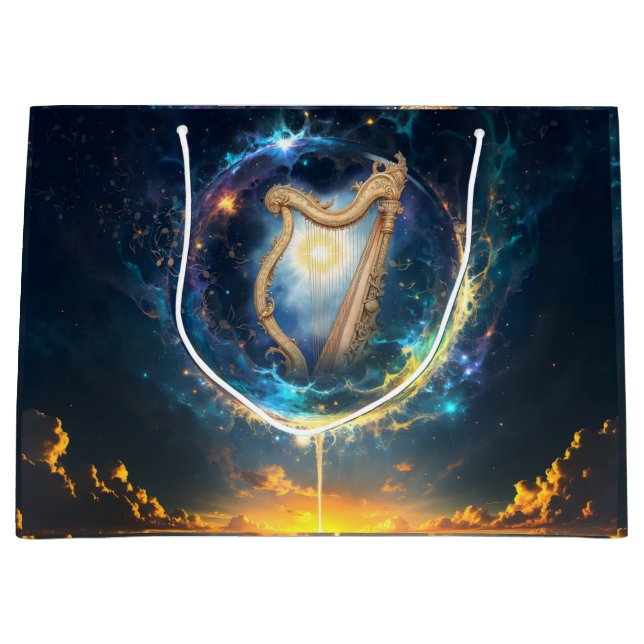 Sacola Para Presentes Grande Harpa Celestial dos Céus Limitados pela Lua.  (Frente)