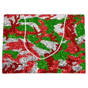 Sacola Para Presentes Grande Haus Do Padrão De Xmas De Prata De Camo