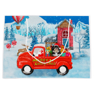 Sacola Para Presentes Grande Havanês Dog Christmas Delivery Truck Snow