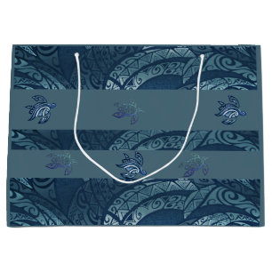 Sacola Para Presentes Grande Hawaiian Tapa e Honu Gift Bag