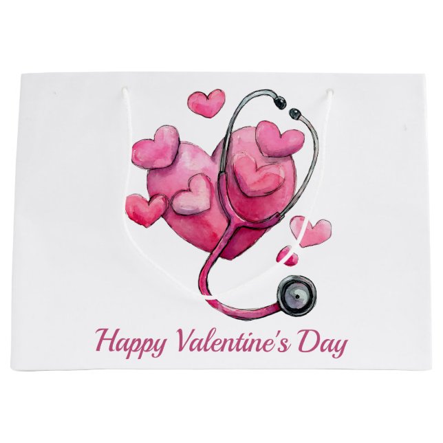 Sacola Para Presentes Grande Healing Hearts Valentine Design (Frente)