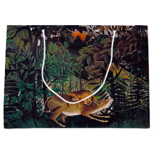 Sacola Para Presentes Grande Henri Rousseau - O Leão Fome