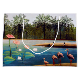 Sacola Para Presentes Grande Henri Rousseau - Os Flamingos