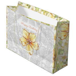 Sacola Para Presentes Grande Hibiscus & lace AMARELO
