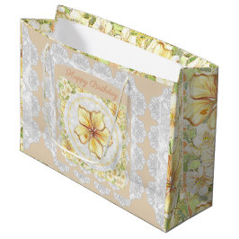 Sacola Para Presentes Grande Hibiscus & lace AMARELO