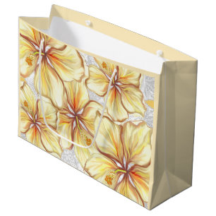 Sacola Para Presentes Grande Hibiscus & lace AMARELO