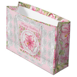 Sacola Para Presentes Grande Hibiscus & Lace PINK