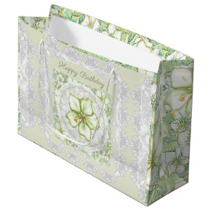 Sacola Para Presentes Grande Hibiscus & lace WHITE