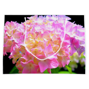 Sacola Para Presentes Grande Hidrangas cor de laranja rosadas
