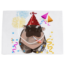 Sacola Para Presentes Grande Hipopótamo Moo Deng