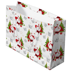 Sacola Para Presentes Grande Ho Ho Ho Papais noeis e Árvores de Natal Grande Sa