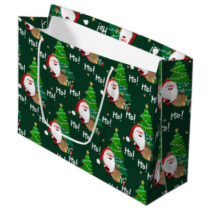 Sacola Para Presentes Grande Ho Ho Papai Noel e Árvores de Natal