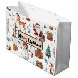 Sacola Para Presentes Grande Holiday Celebration Whimsical Gift Bag