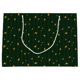 Sacola Para Presentes Grande Holiday Green Yellow Star Stripe Christmas