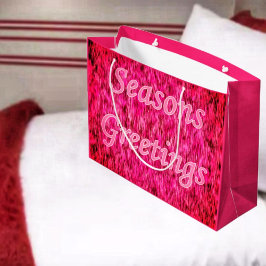 Sacola Para Presentes Grande Holiday Greetings In Pink
