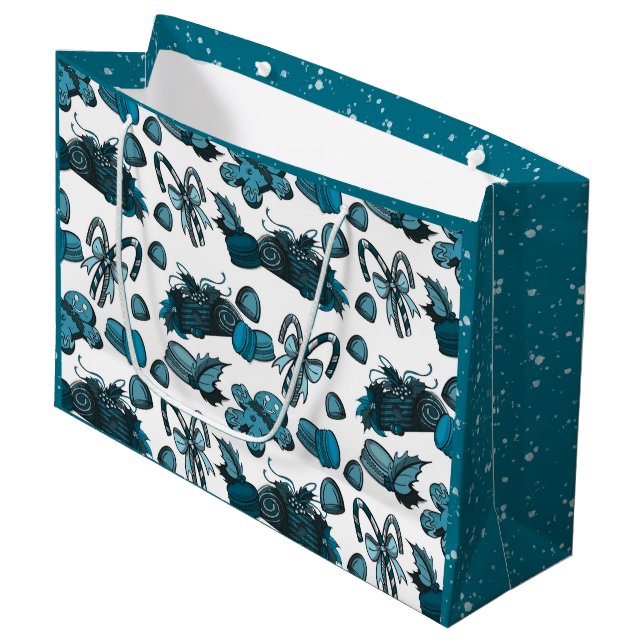 Sacola Para Presentes Grande Holiday Sweets- Ice (Solid) (Frente inclinada)