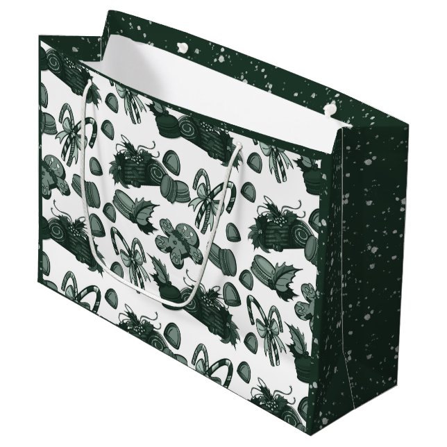 Sacola Para Presentes Grande Holiday Sweets- Pine (Solid) (Frente inclinada)