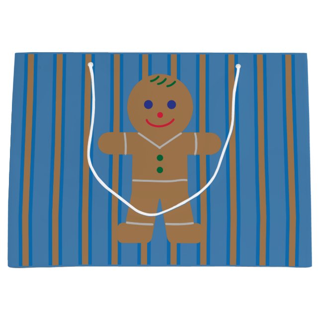Sacola Para Presentes Grande Homem de Biscoito Gingerbread Divertido e Elegante (Frente)