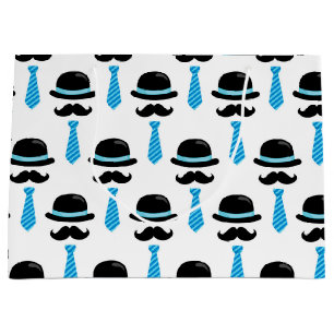 Sacola Para Presentes Grande Homem pequeno de Lil do bigode azul do bebé bonit