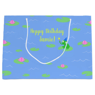 Sacola Para Presentes Grande Hoppy Birthday Sapo Cute Engraçado Texto Presente