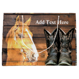 Sacola Para Presentes Grande Horse Cowboy Boots Conselho de Barão Russo