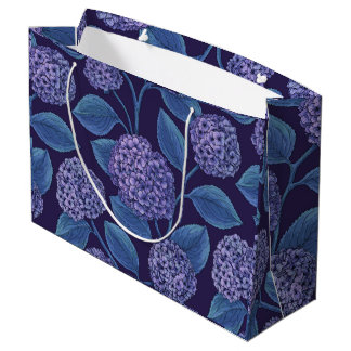 Sacola Para Presentes Grande Hortênsia em violeta e azul