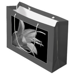 Sacola Para Presentes Grande Hosta Flower Black & White Elegant Classical Flora