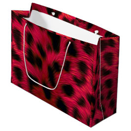 Sacola Para Presentes Grande Hot Pink Leopard Print Faux