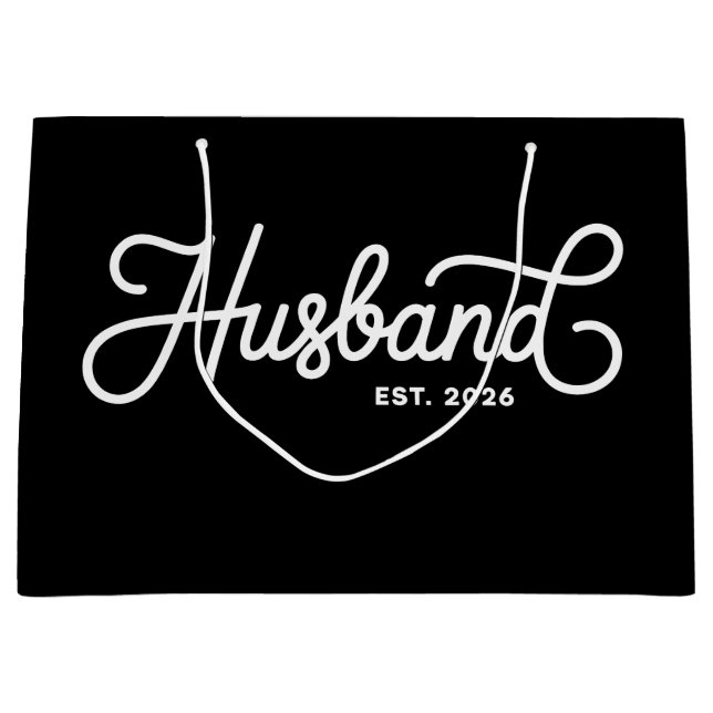 Sacola Para Presentes Grande Husband Est 2026 Wedding Just Married Honeymoon (Frente)