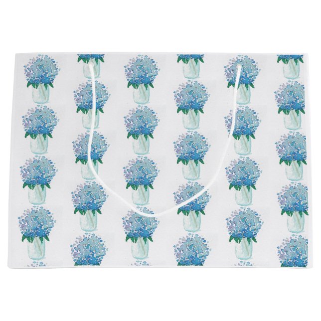 Sacola Para Presentes Grande Hydrangea azul e roxa (Frente)