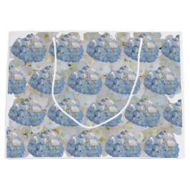 Sacola Para Presentes Grande Hydrangeas Elegantes Azul e Branco