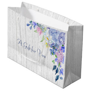 Sacola Para Presentes Grande Hydrangeas personalizados rústicos do roxo da