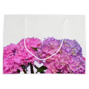 Sacola Para Presentes Grande Hydrangeas Rosa e Azul