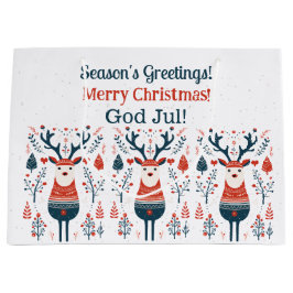 Sacola Para Presentes Grande Hygge Christmas Deer Design - Scandi Personalizáve