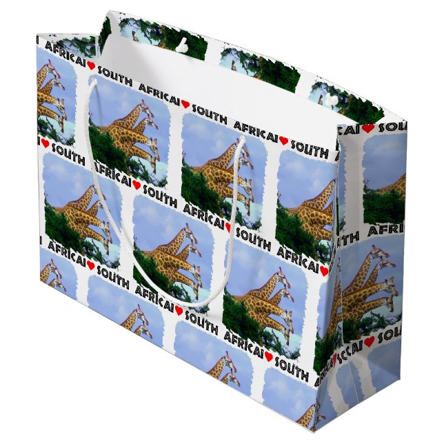 Sacola Para Presentes Grande I Heart South Africa 4 Girafas (Verso inclinado)