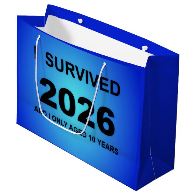 Sacola Para Presentes Grande I Survived 2026 (Frente inclinada)
