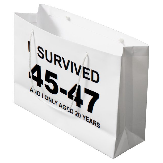 Sacola Para Presentes Grande I Survived 45-47 (Frente inclinada)