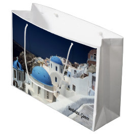Sacola Para Presentes Grande Ilha Santorini, saco do presente da piscina