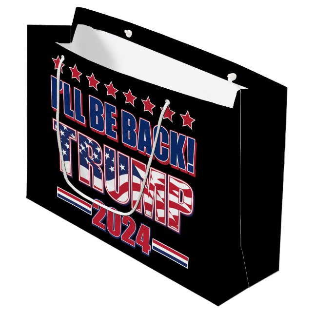 Sacola Para Presentes Grande Ill Be Back Trump 2024 (Frente inclinada)
