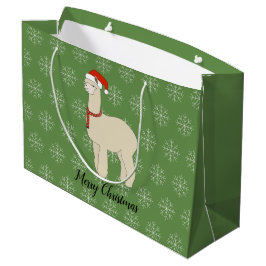 Sacola Para Presentes Grande illusima Llama Floco de Neve de Natal Verde