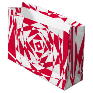 Sacola Para Presentes Grande Ilusões de abstrato vermelho-branco