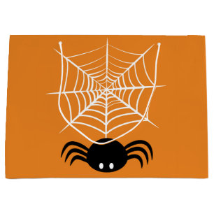 Sacola Para Presentes Grande Ilustração Assustadora de Aranha de Halloween