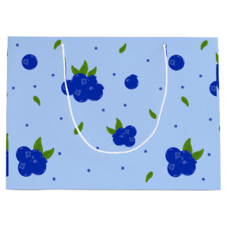 Sacola Para Presentes Grande Ilustração Botânica de Mirtilo Azul Fofo