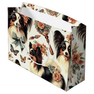 Sacola Para Presentes Grande Ilustração de Cachorro Cachorro Cachorro Papillon