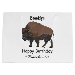Sacola Para Presentes Grande Ilustração de desenho animado Bison